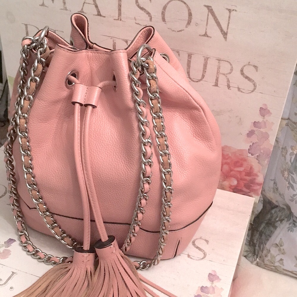 Like New! Rare 🎀 Rebecca Minkoff Pink Leather Full Size Lexie Tassel Bucket Bag! - Picture 5 of 15